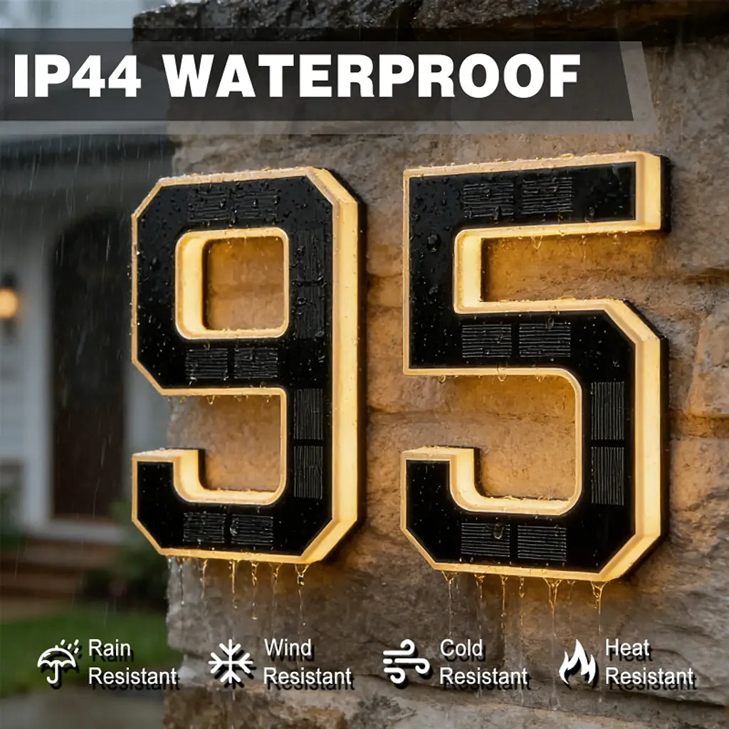 9-Inch Waterproof LED Solar Lighted House Numbers for Outside