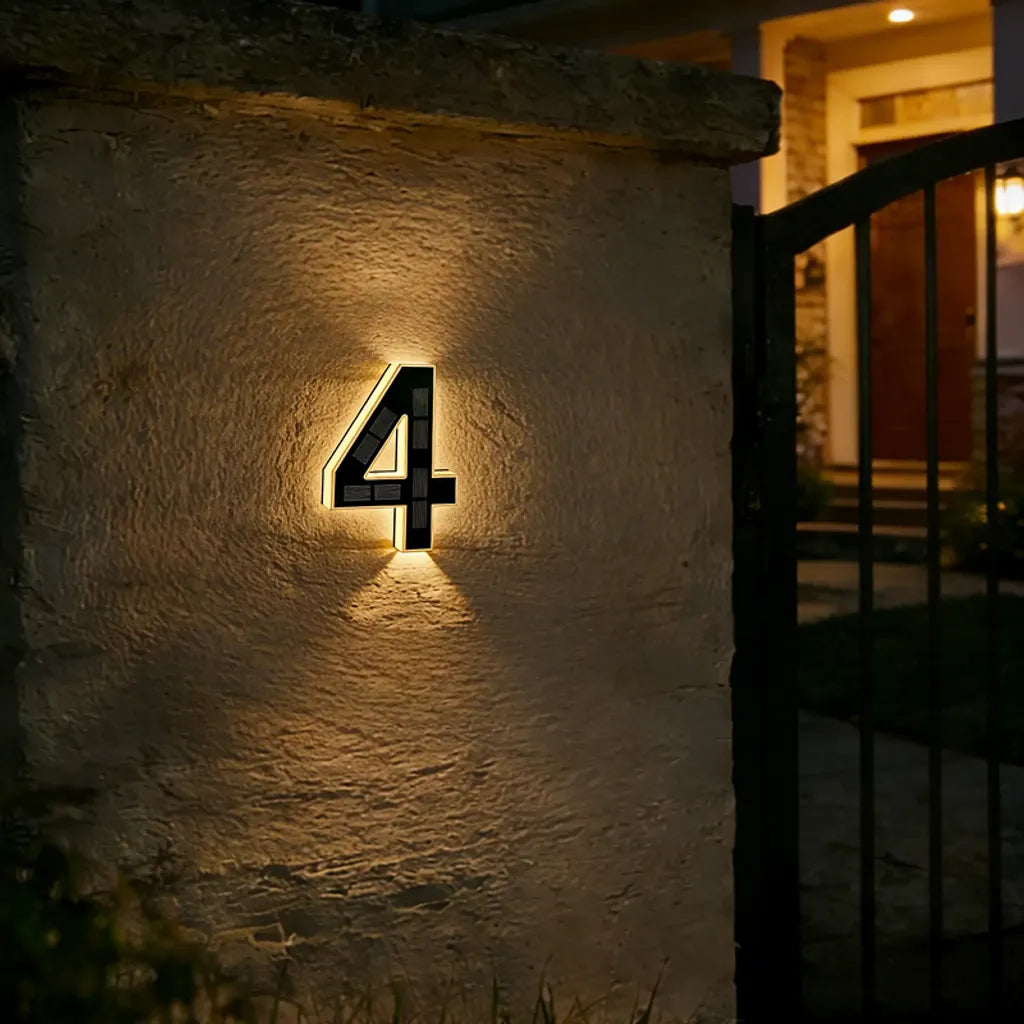 9-Inch Waterproof LED Solar Lighted House Numbers for Outside