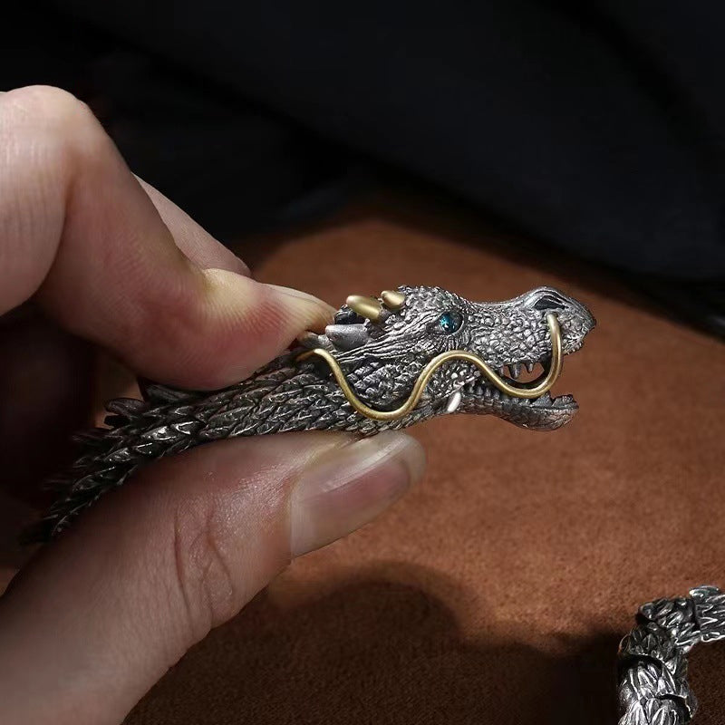 Originales handgefertigtes personalisiertes Retro Drachenkopf Herrschendes Herrenarmband