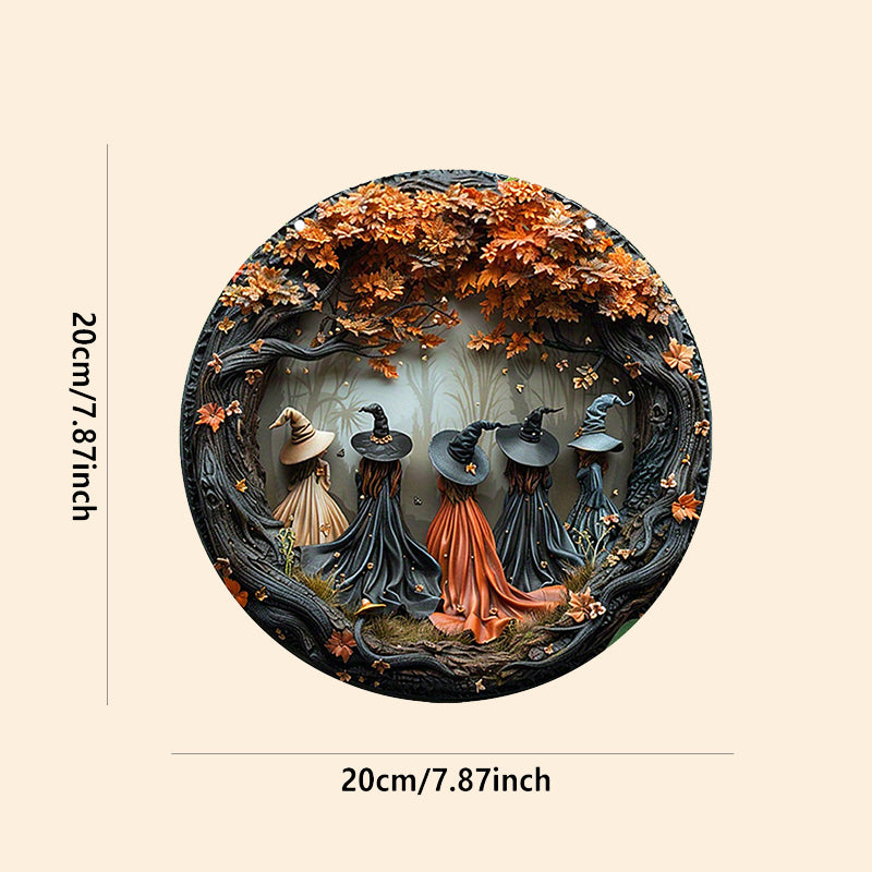 Creative, round Halloween door sign made of wood