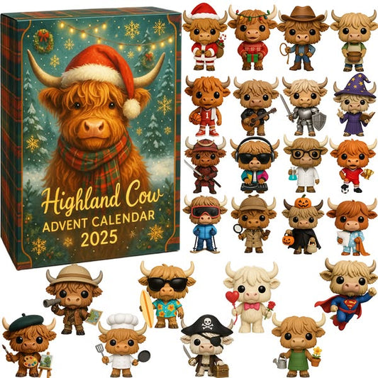 Adventní kalendář Highland Cow 2025 🐮🎄 – 24 dní překvapení