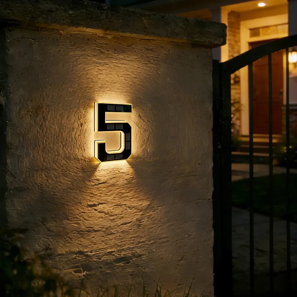 9-Inch Waterproof LED Solar Lighted House Numbers for Outside