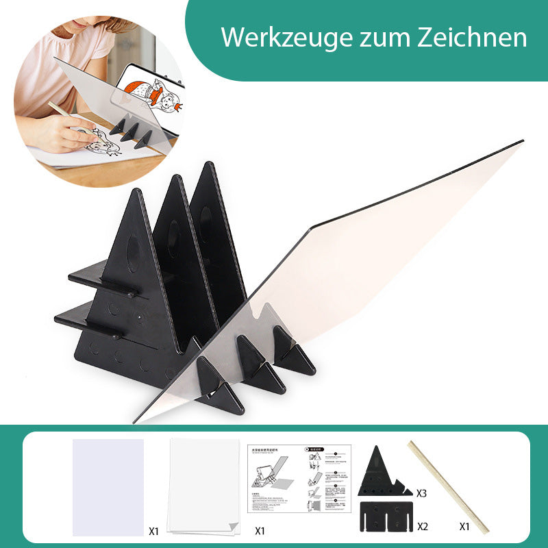Durchscheinendes Zeichenbrett, Projektionsleinwand, Mal- und Kopierwerkzeug