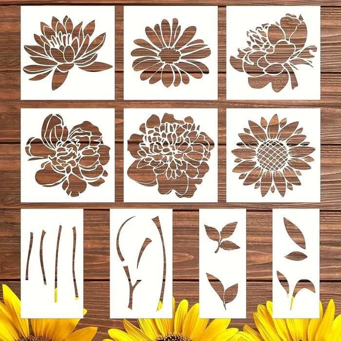 Blühende Blumen Schablonenset🌻DIY Dekoration