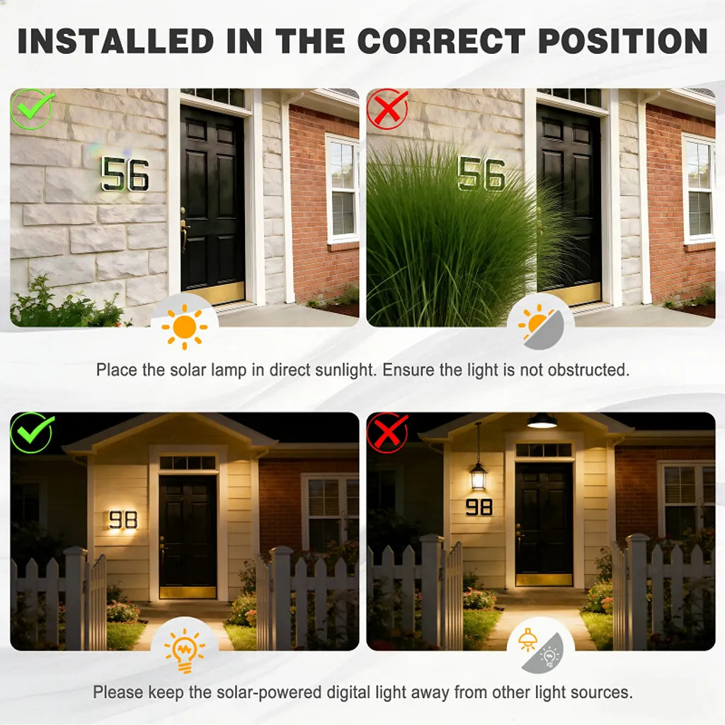 9-Inch Waterproof LED Solar Lighted House Numbers for Outside