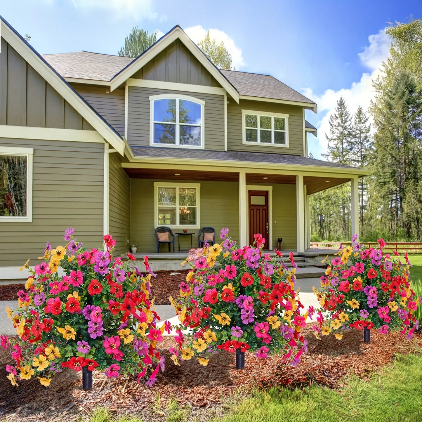 Artificial Eucalyptus and Violet Ground-Insert Floral Decoration