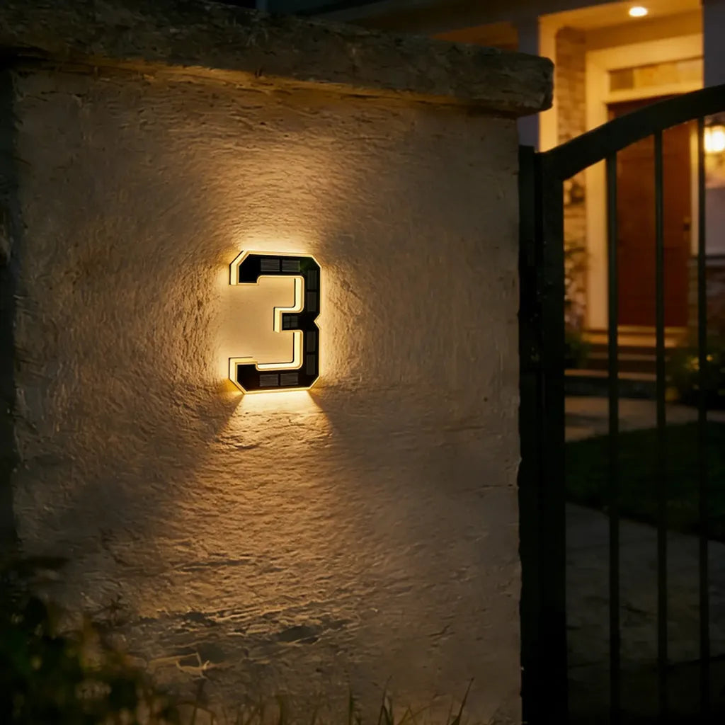 9-Inch Waterproof LED Solar Lighted House Numbers for Outside