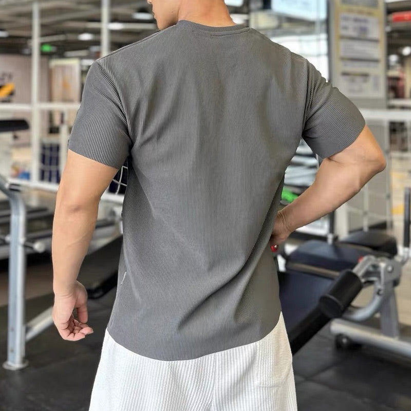 Herren-Muskel-Fitness-T-Shirt Mit V-Ausschnitt Und Kurzen Ärmeln