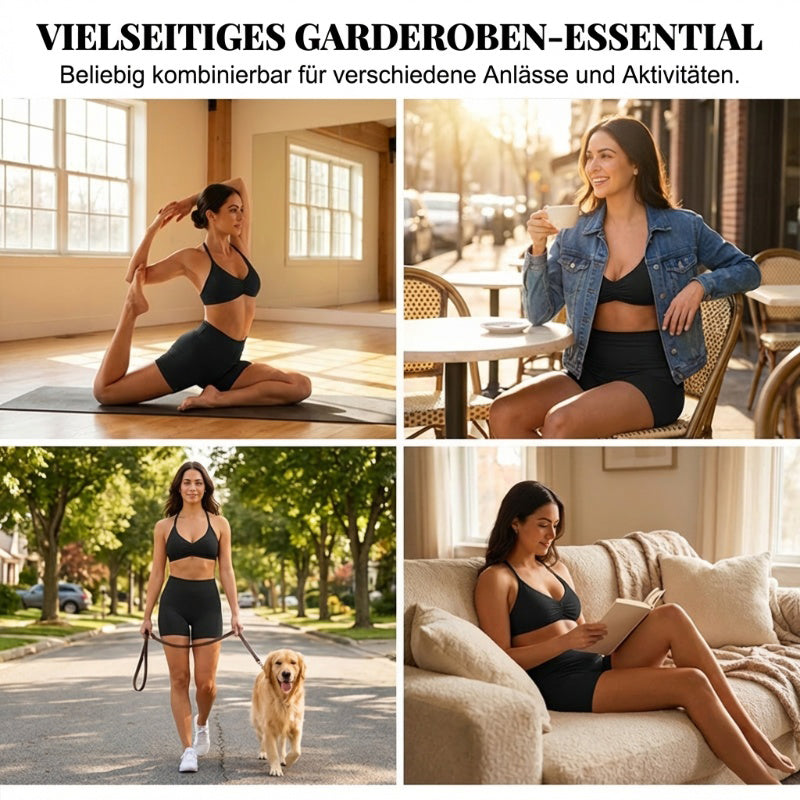 🌞Spring Awakening: 50% off!💜Women’s Seamless Yoga Set – Halter-neck Top & High-waisted Shorts, Shaping & Highly Stretchy for Fitness & Yoga